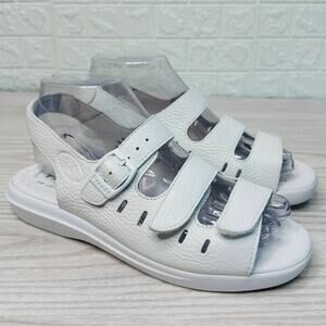 Propet Breeze Walking Sandals Womens 7M White W0001 Leather Cushioned Slingback